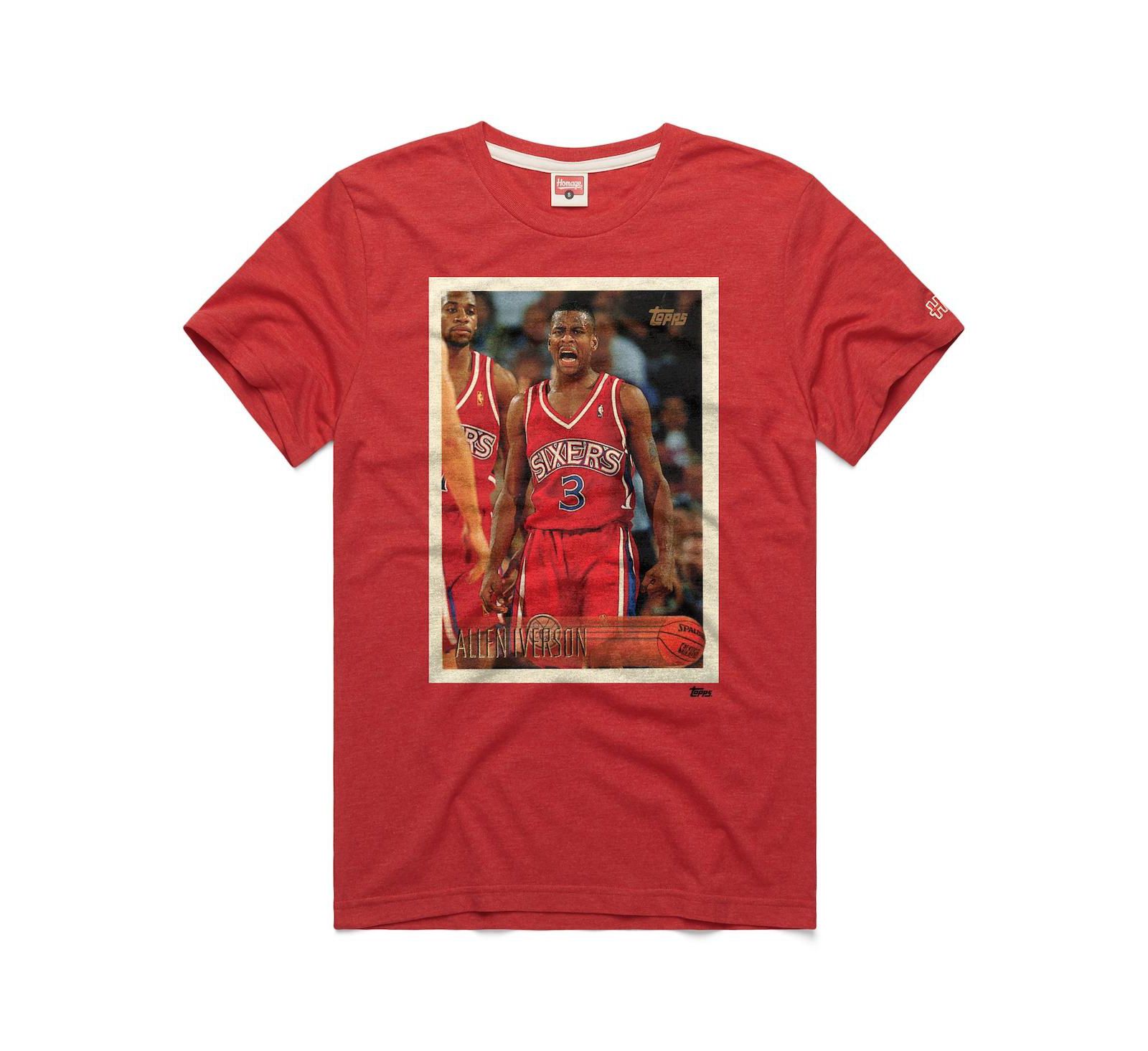 Homage Мужская и Женская футболка Allen Iverson Philadelphia 76ers Topps Trading Card Tri-Blend