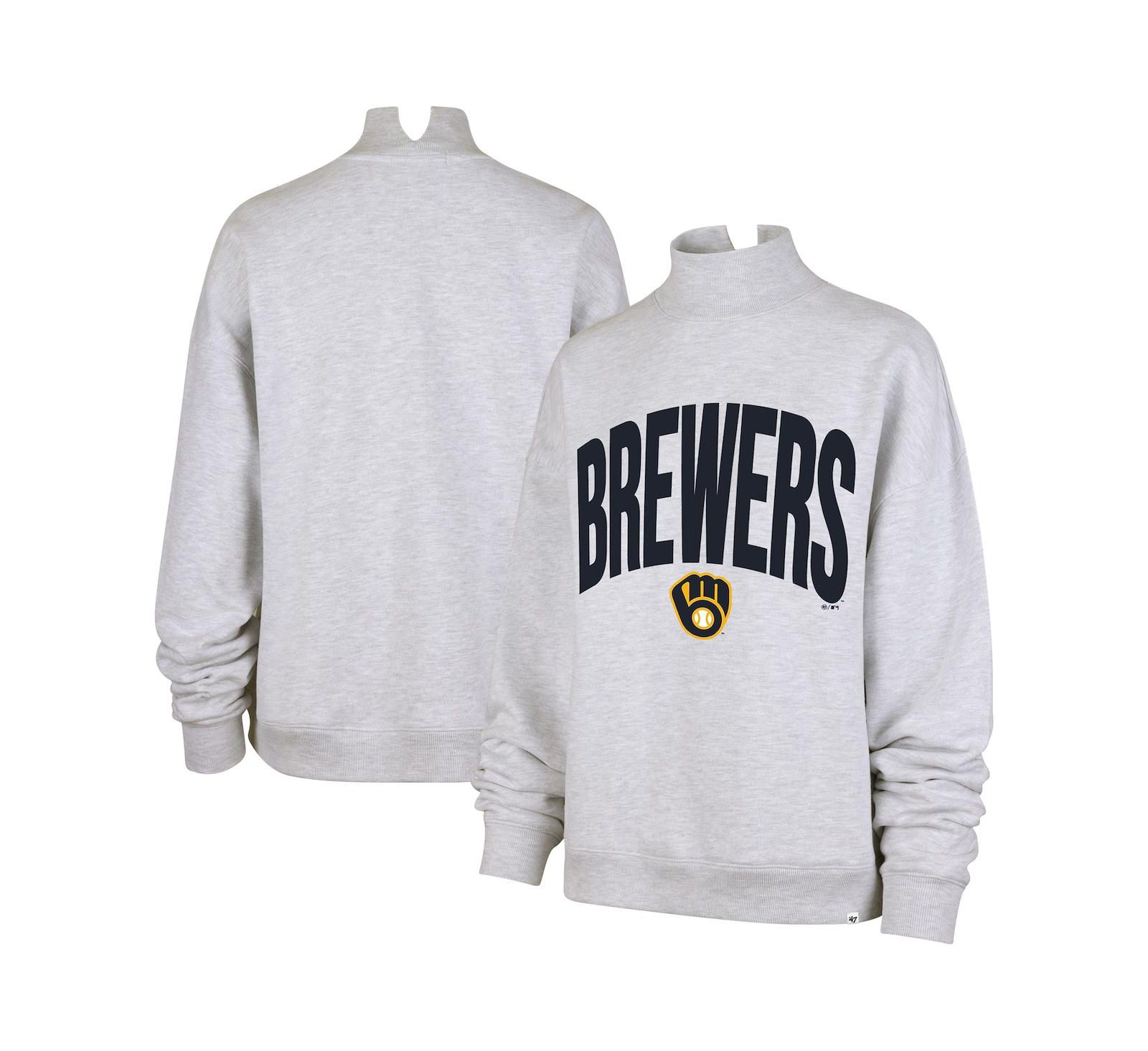 '47 Brand Women's Heather Gray Milwaukee Brewers Subtle Muse Mock Neck Sweatshirt