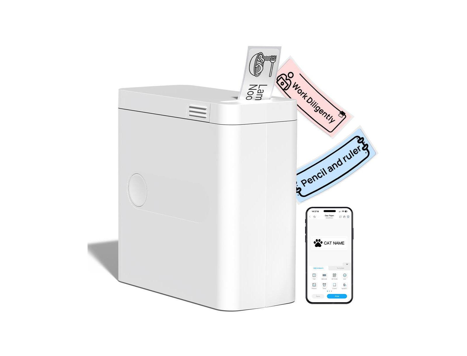 SWIFINT D12 Bluetooth Label Maker, 0.5-Inch Mini Thermal Label Printer With App, Portable Sticker Label Maker For Home, School, Office And Small Business
