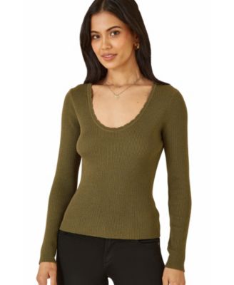 Yumi Women's Metallic Knitted Ribbed Top