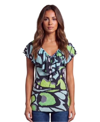 Женский топ 24seven Comfort Apparel Petite Butterfly Print с коротким рукавом