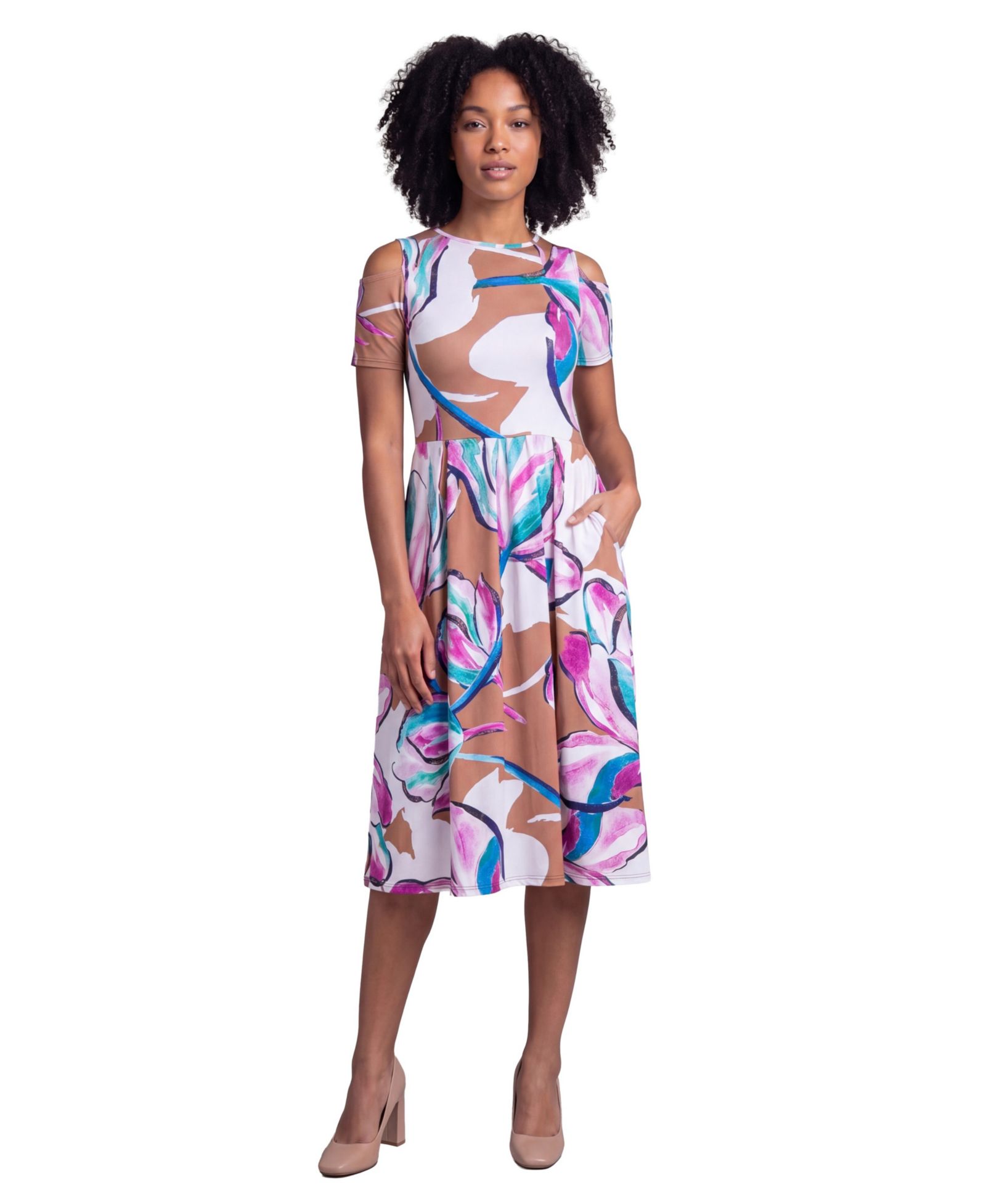 Платье 24seven Comfort Apparel Petite Essential Abstract Print