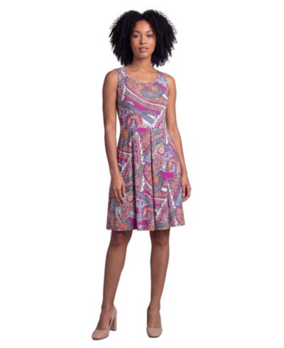 Женское платье Petite Essential Paisley Print без рукавов 24seven Comfort Apparel