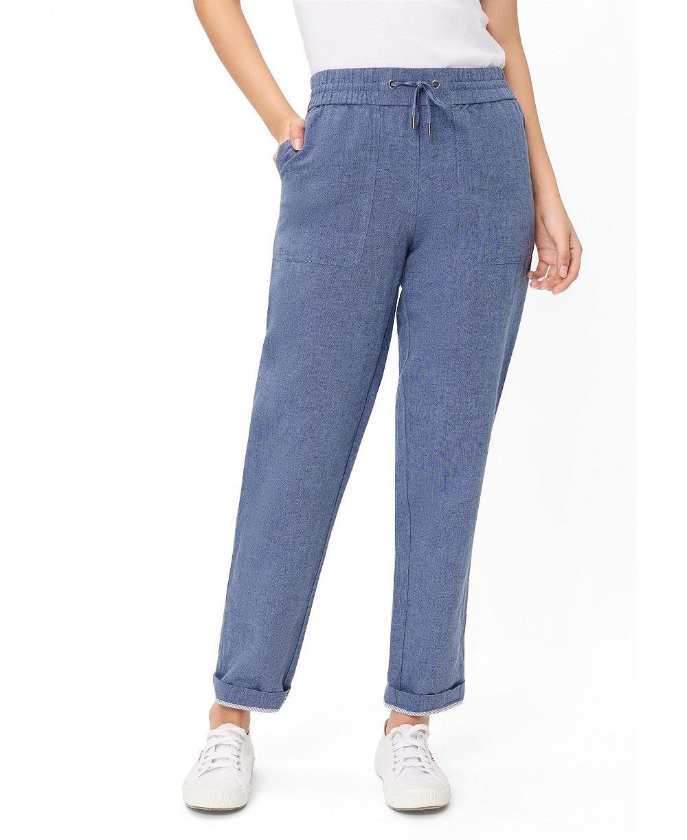 Olsen Women's Cotton-Linen Blend Cropped Pant