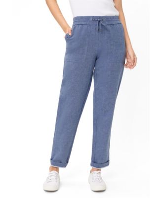 Olsen Women's Cotton-Linen Blend Cropped Pant