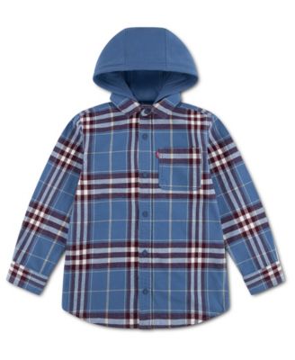 Levi's Boys' 2T-7 Hooded Plaid Flannel Shirt