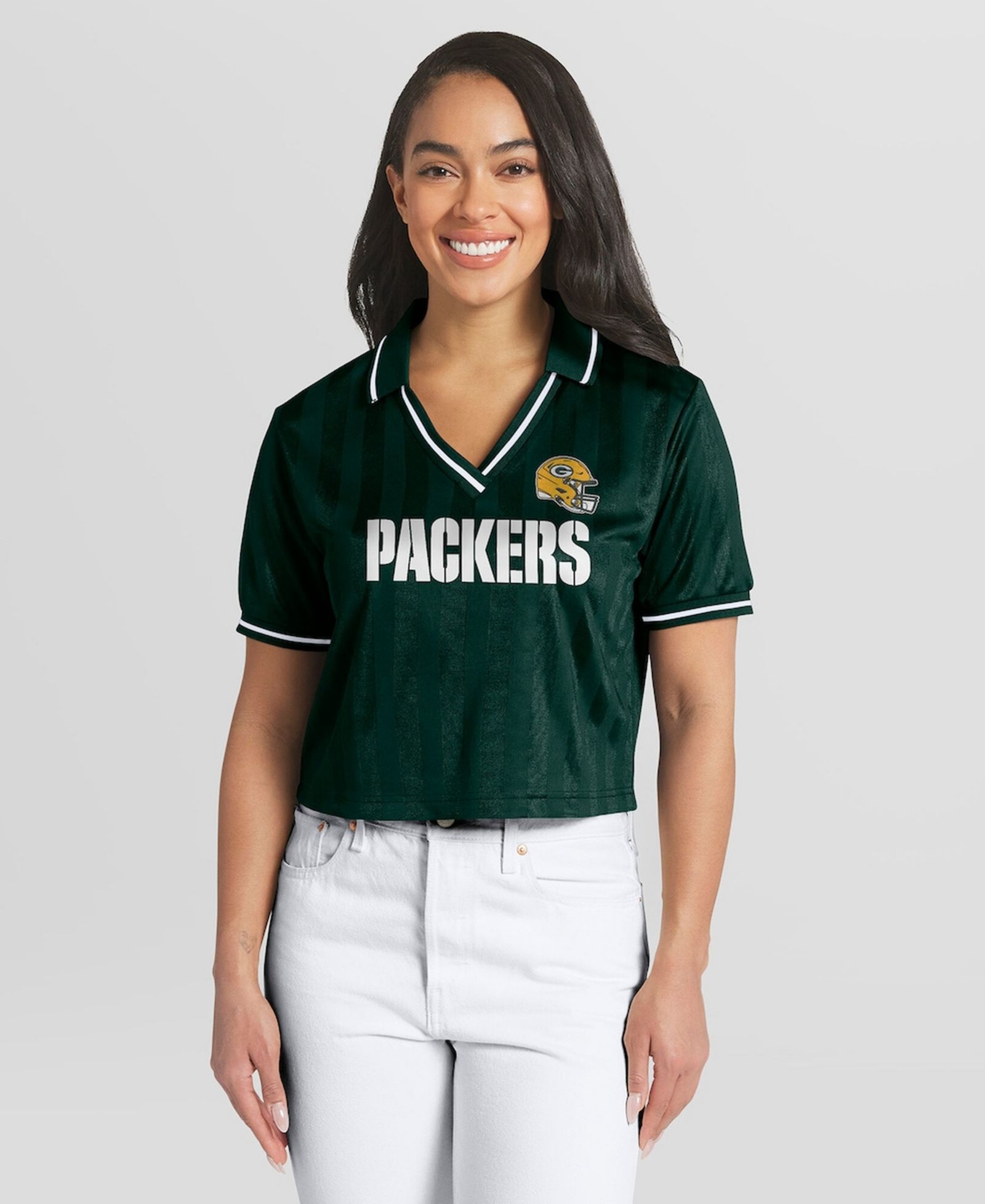 Женская рубашка-поло WEAR by Erin Andrews Green Bay Packers укороченная, зеленая