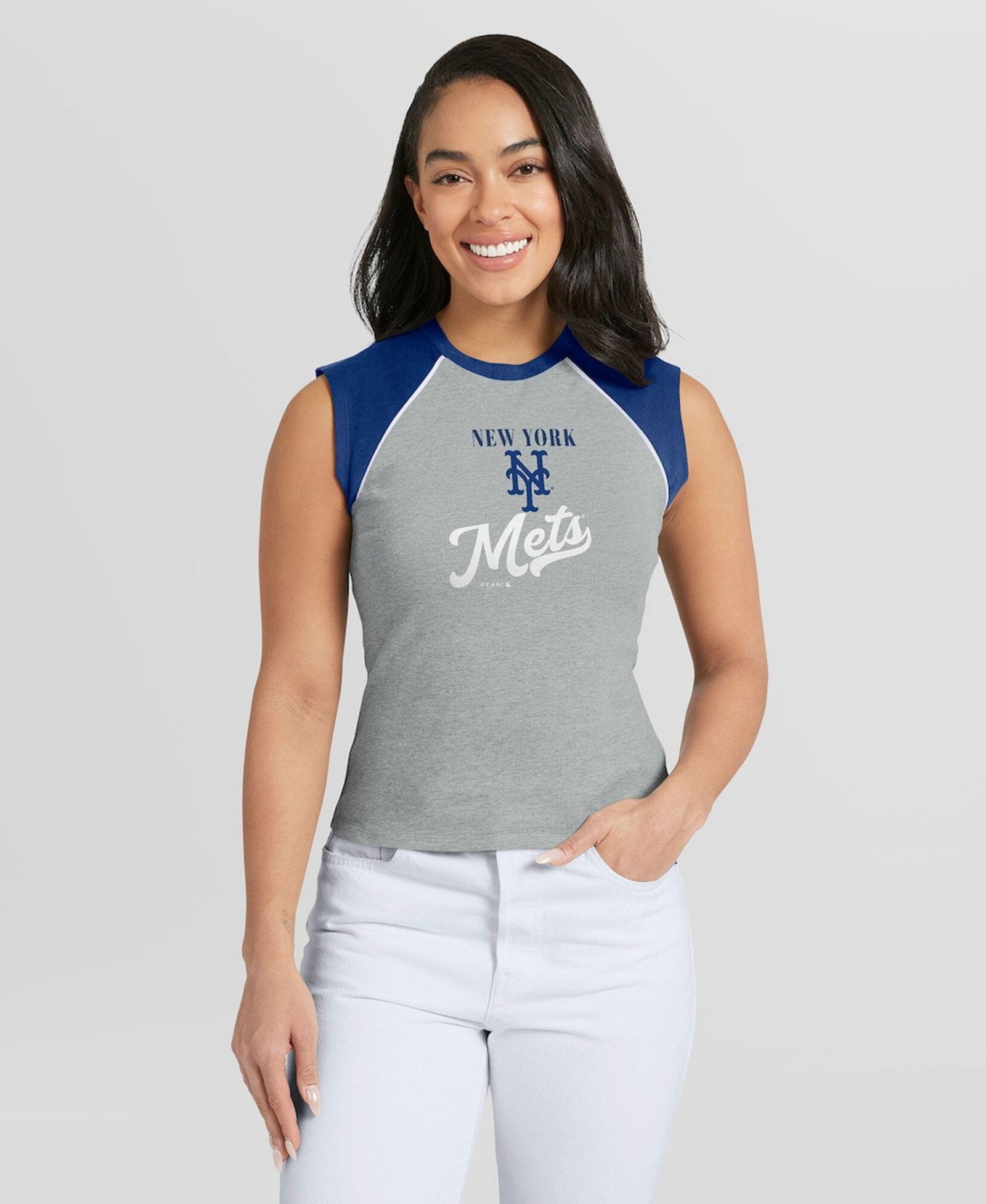Женский укороченный топ WEAR by Erin Andrews New York Mets, серый меланж