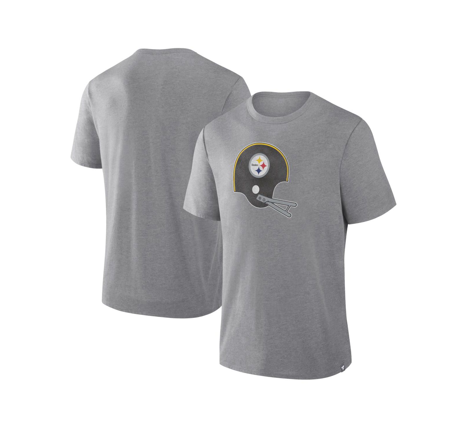 Fanatics Men's Heather Gray Pittsburgh Steelers Vintage Heritage Tribute Tri-Blend T-Shirt