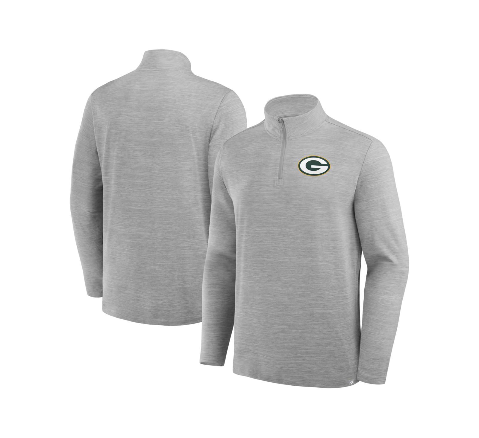 Fanatics Men's Heather Gray Green Bay Packers Clutch Quarter-Zip Pullover