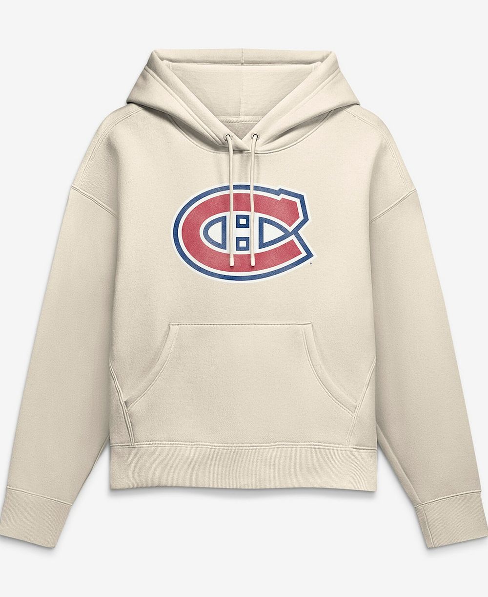 Женское худи Fanatics Montreal Canadiens с эффектом потертости, кремовое