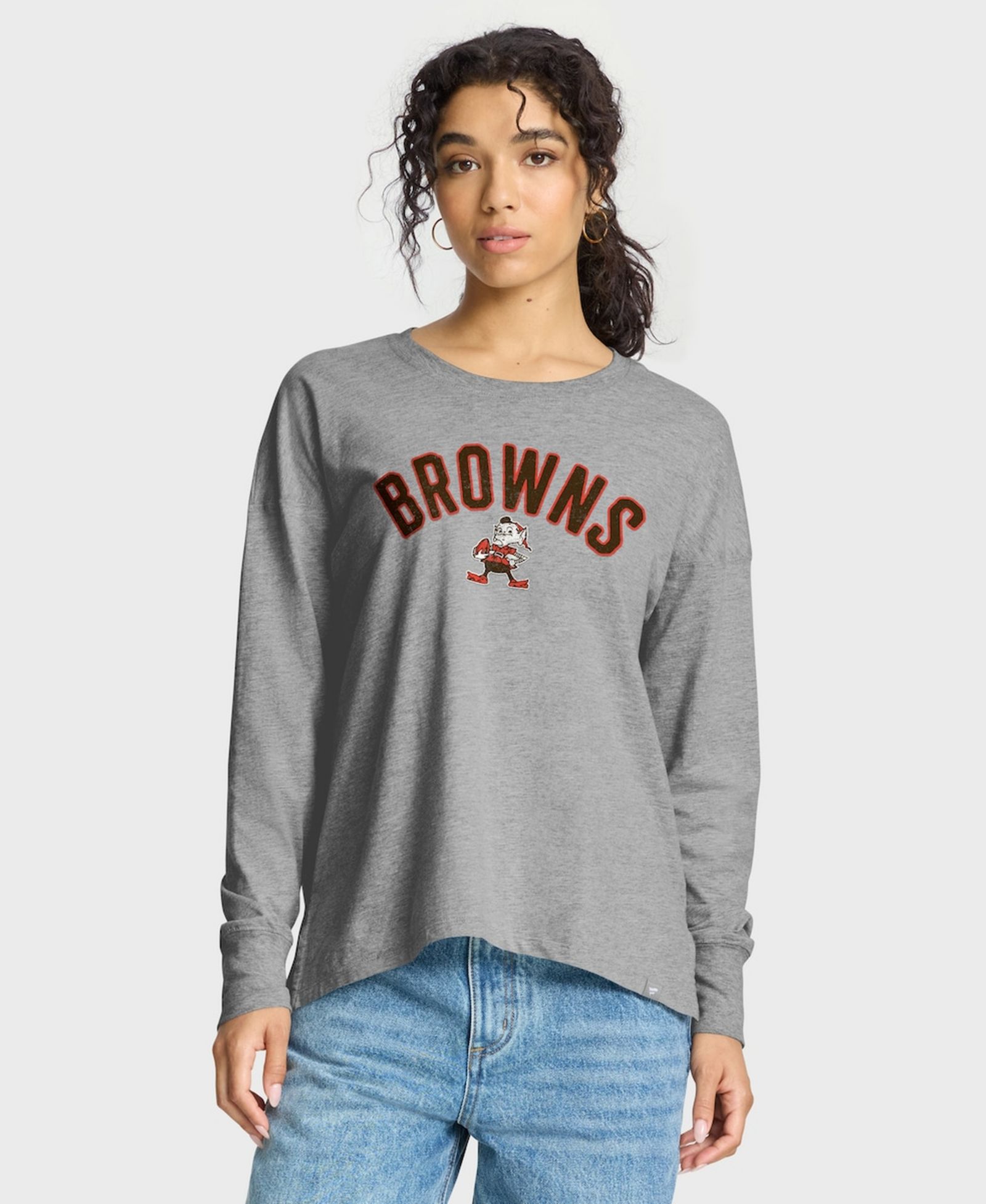 Женская футболка Fanatics Heather Gray Cleveland Browns Hometown Legacy с длинным рукавом