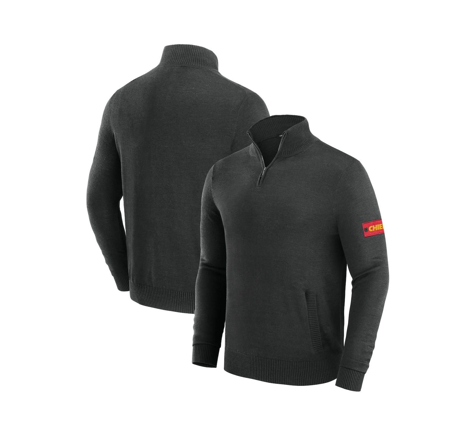 J. Palmer Мужской Black Kansas City Chiefs Franchise Quarter-Zip Sweater