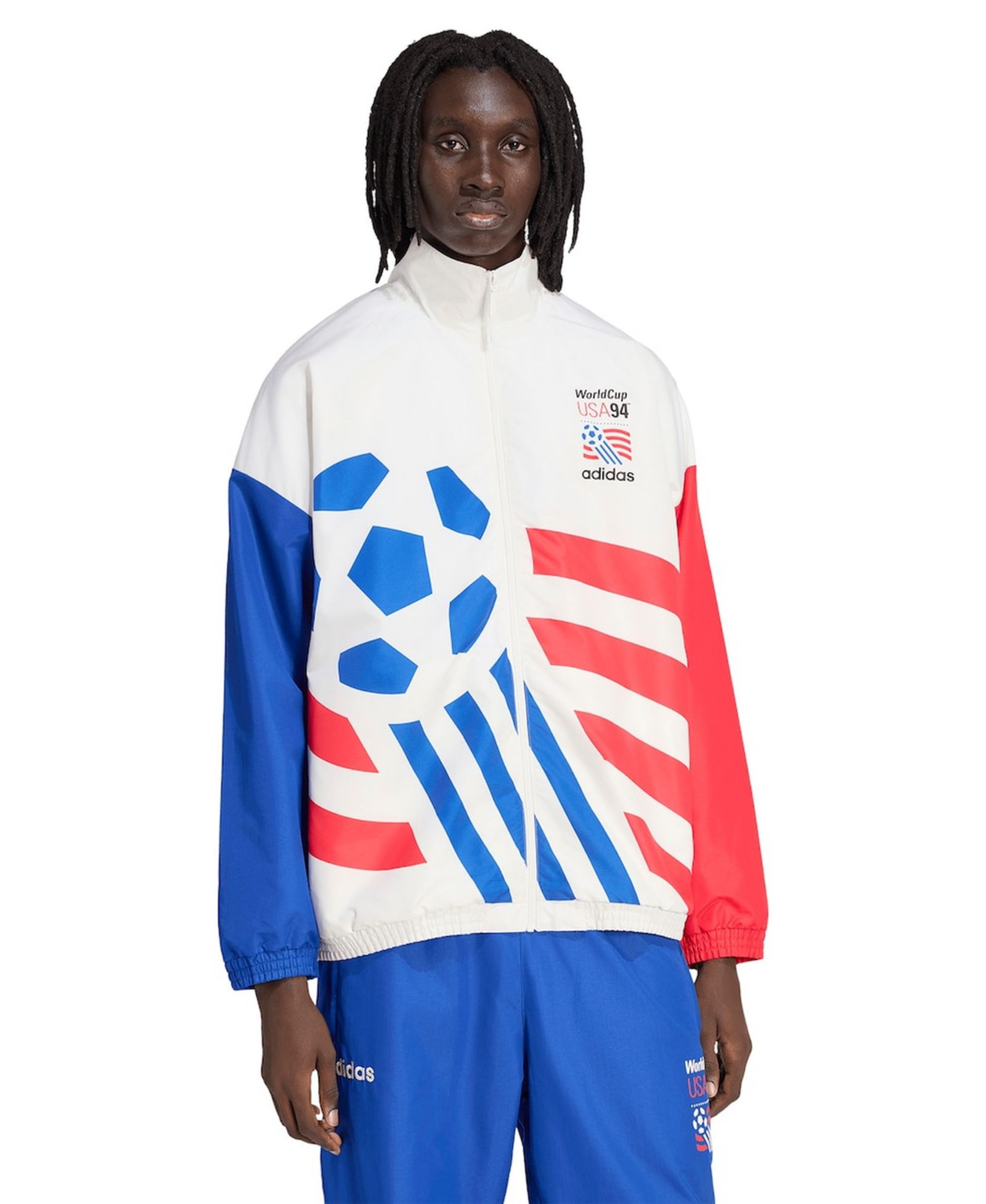 Adidas Men's White USMNT 1994 World Cup Full-Zip Woven Track Jacket