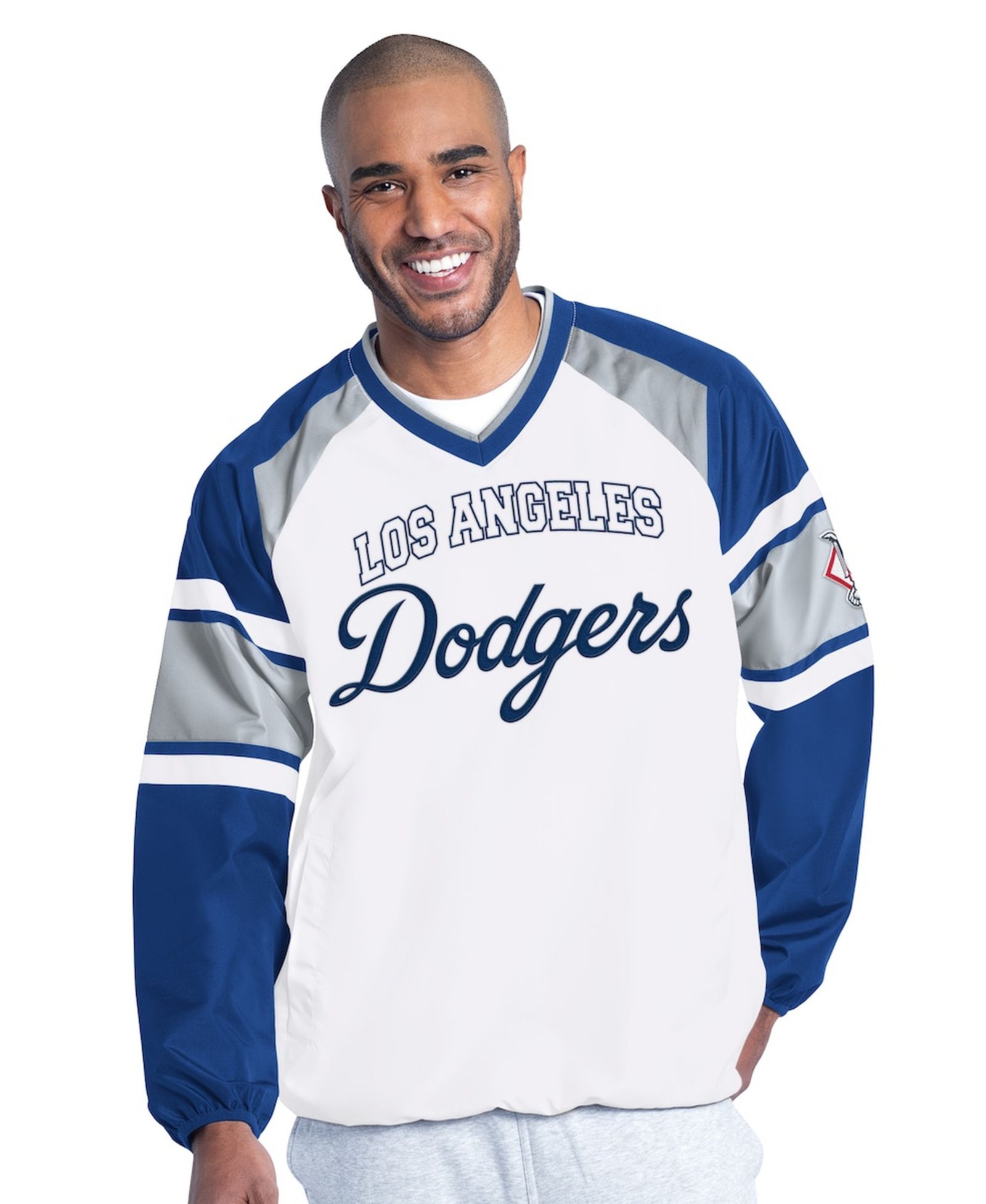 Мужской пуловер G-III Sports by Carl Banks Los Angeles Dodgers Raglan V-Neck, белый/королевский синий