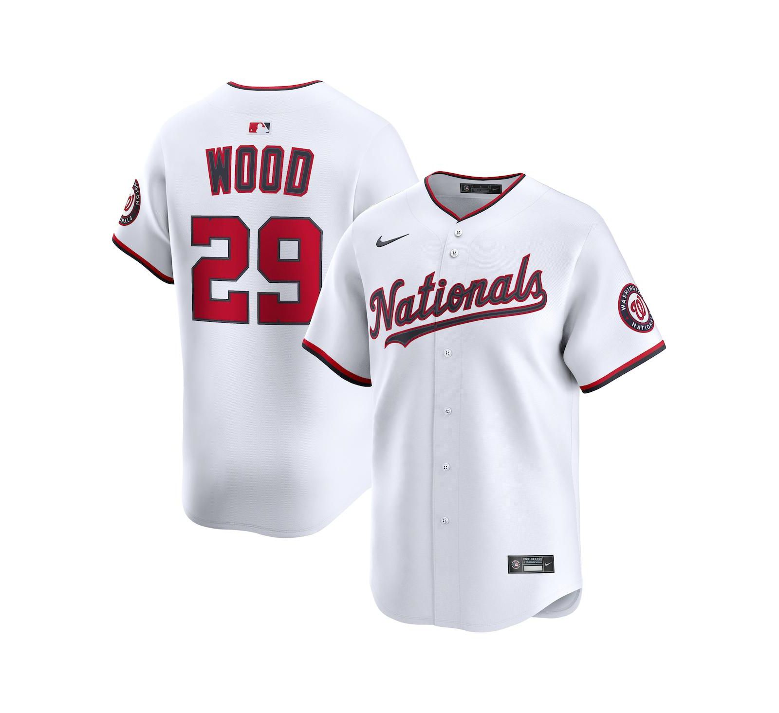 Мужская джерси Nike James Wood White Washington Nationals Home Limited Player