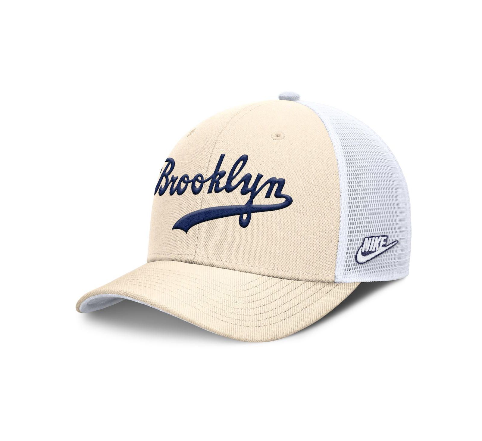 Nike Men's Natural Brooklyn Dodgers Cooperstown Collection Dri-FIT Rise Trucker Adjustable Hat