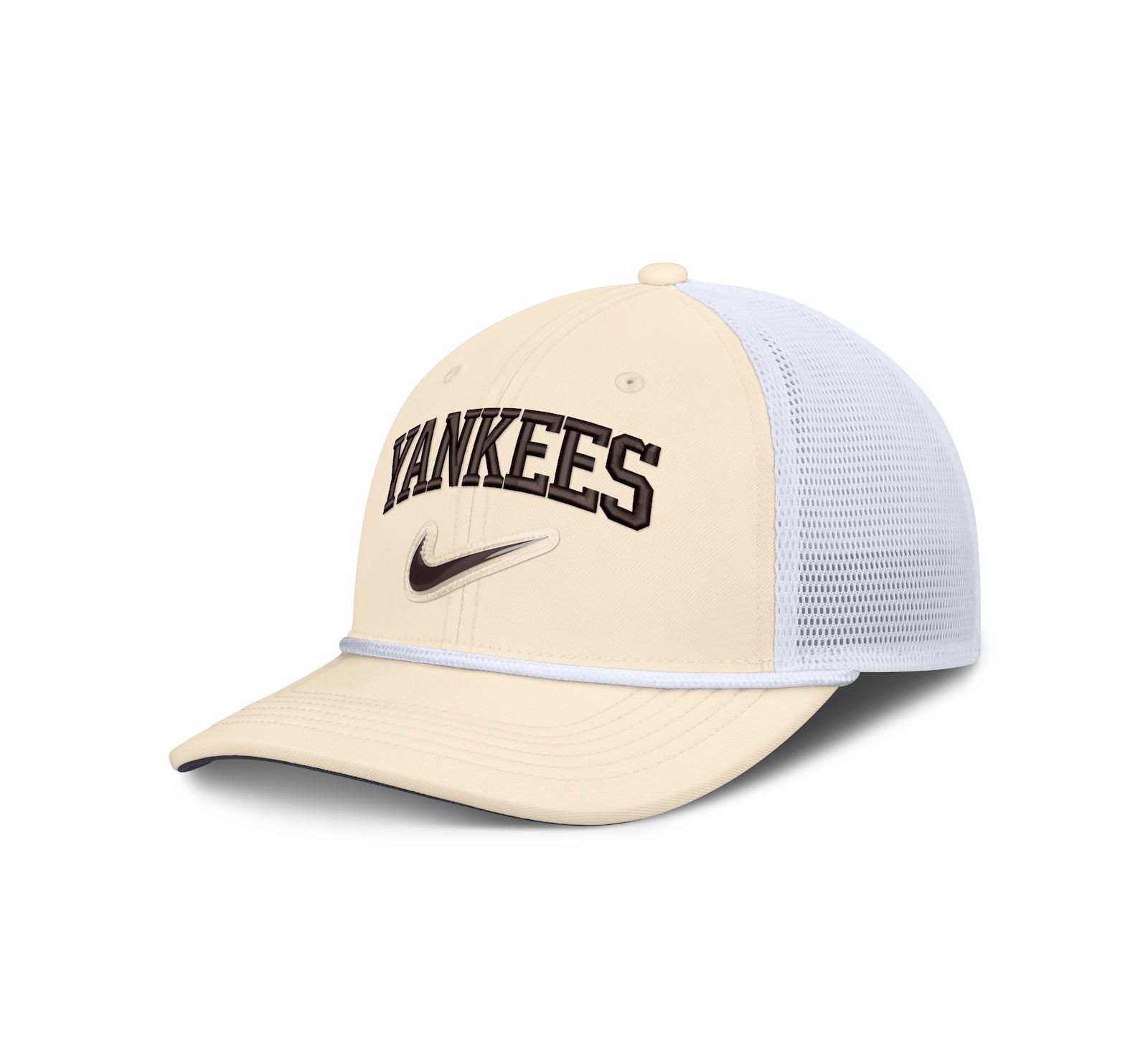 Nike Men's Natural/White New York Yankees Rise Dri-FIT Trucker Adjustable Hat¿