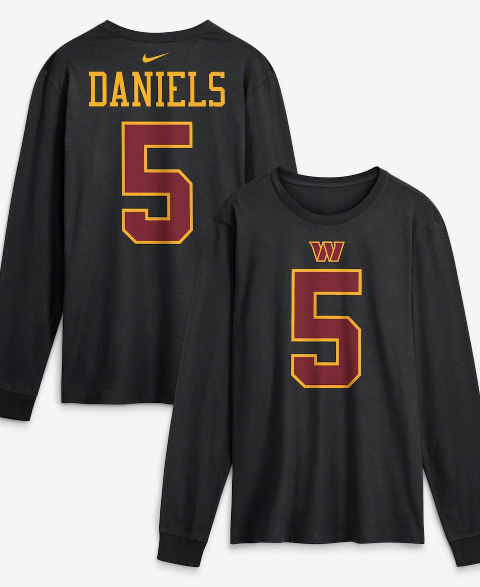 Nike Men's Jayden Daniels Black Washington Commanders Name & Number Long Sleeve T-Shirt