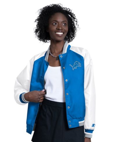 Женская куртка Starter Blue/White Detroit Lions Raglan Blitz Full-Snap Varsity