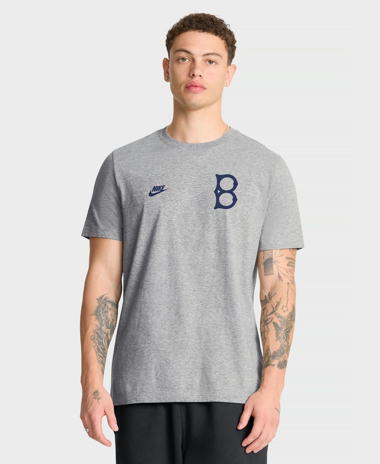 Nike Men's Heather Gray Brooklyn Dodgers Cooperstown 2-Hit T-Shirt