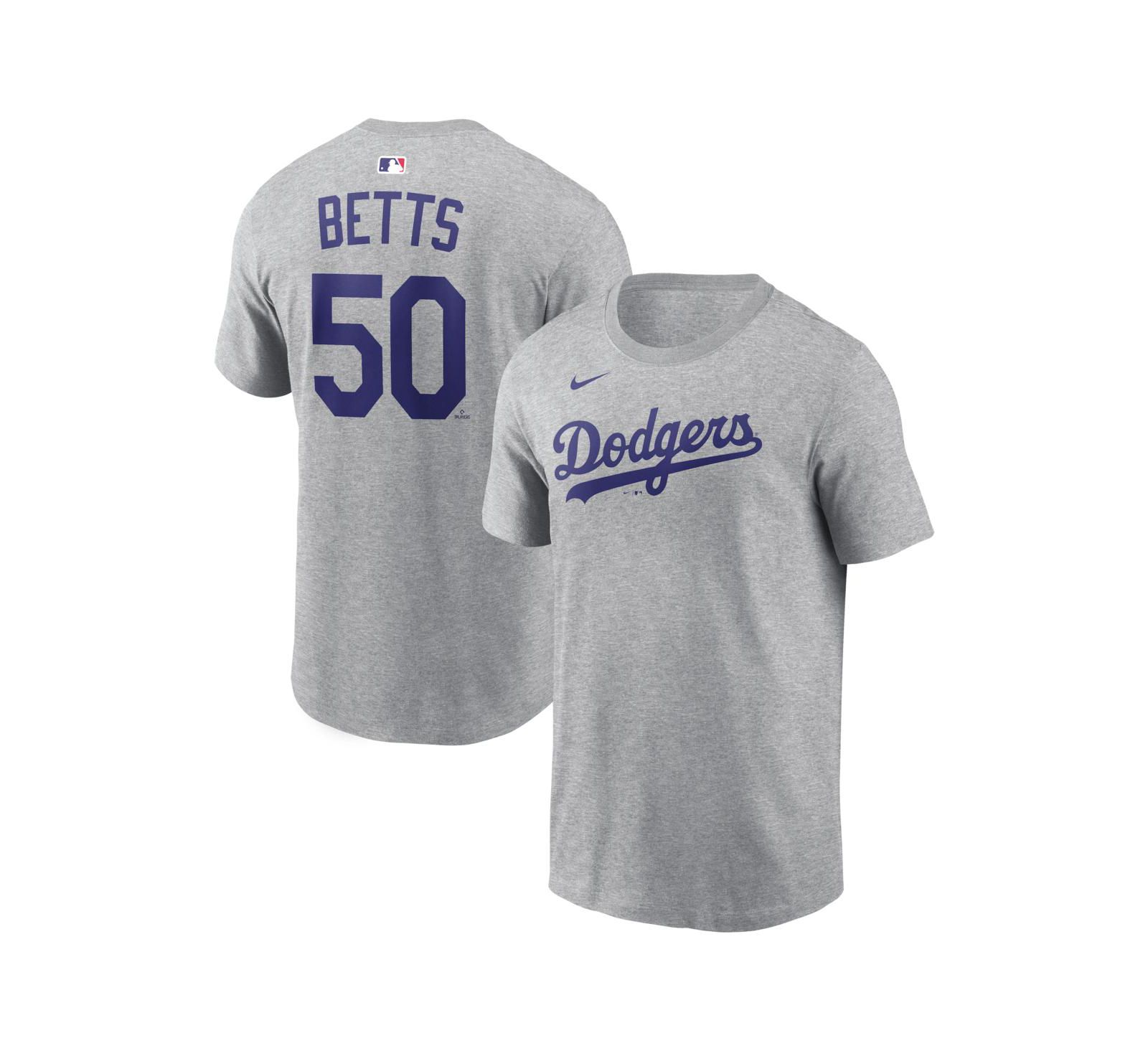 Nike Men's Mookie Betts Heather Gray Los Angeles Dodgers Name & Number T-Shirt