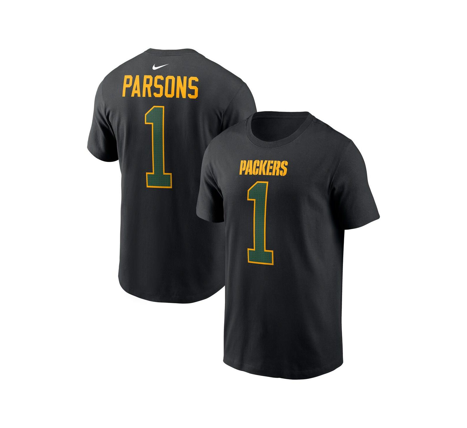 Мужская футболка Nike Micah Parsons Black Green Bay Packers Carbon Name & Number
