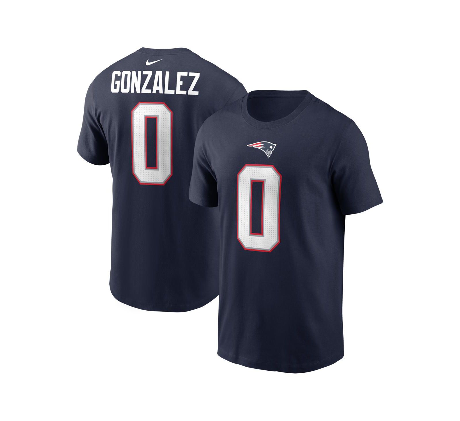 Nike Men's Christian Gonzalez Navy New England Patriots Player Name & Number T-Shirt
