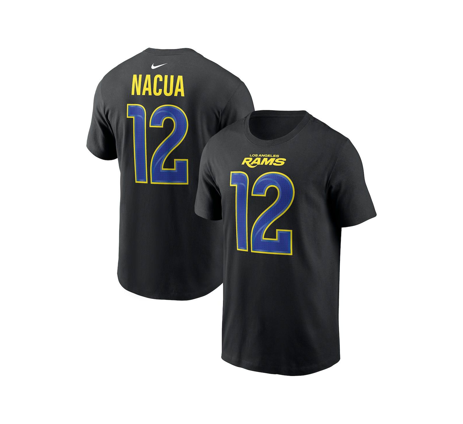 Nike Men's Puka Nacua Black Los Angeles Rams Carbon Name & Number T-Shirt