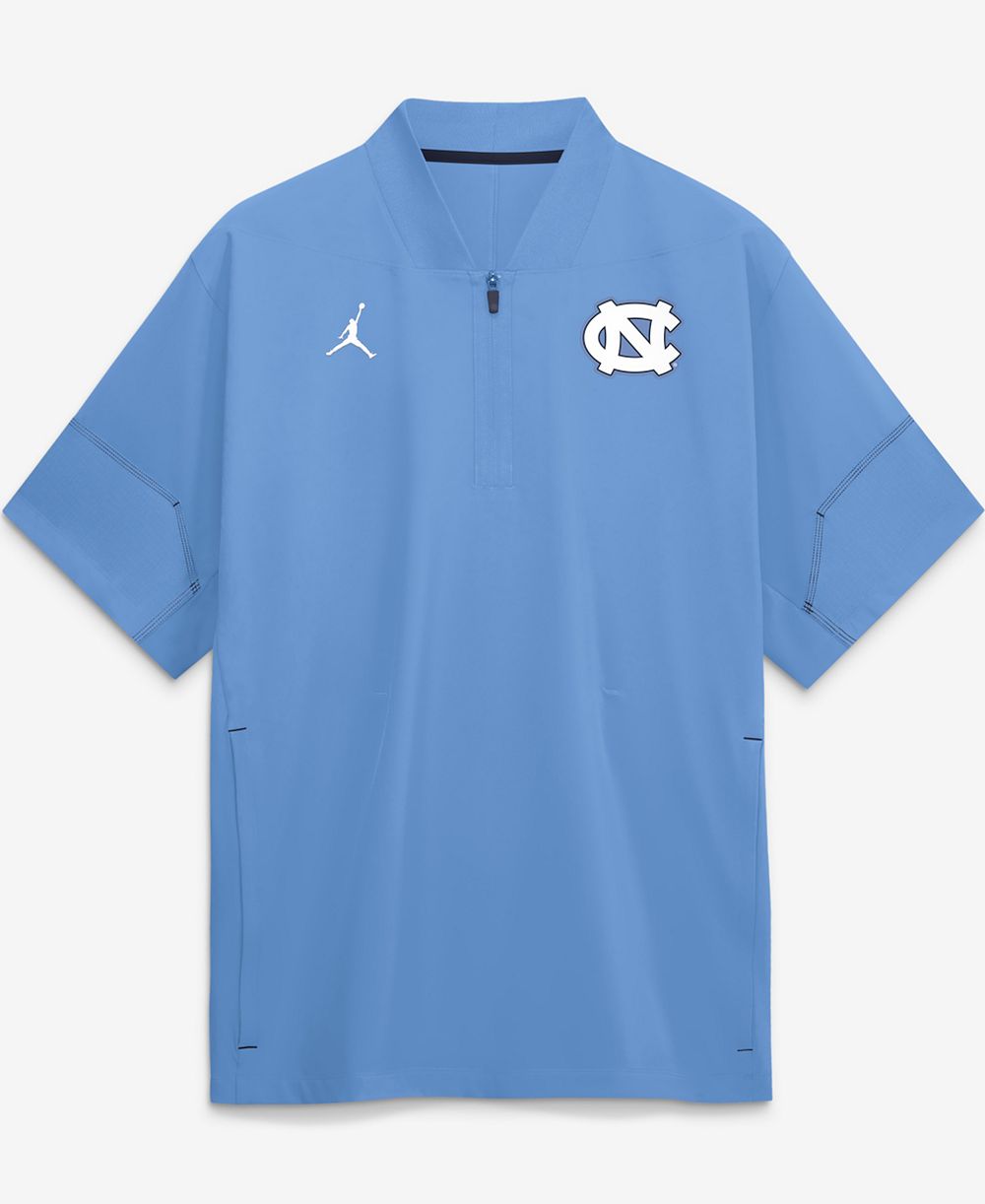 Мужская куртка-ветровка Jordan Carolina Blue North Carolina Tar Heels 2026 Sideline Short Sleeve Quarter-Zip Coach