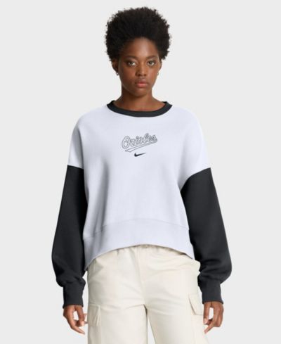Nike Women's White/Black Baltimore Orioles Oversized High Hip Fleece Sweatshirt