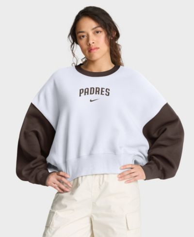 Женская Nike San Diego Padres Oversized с высоким бедрами флисовая толстовка белая/коричневая
