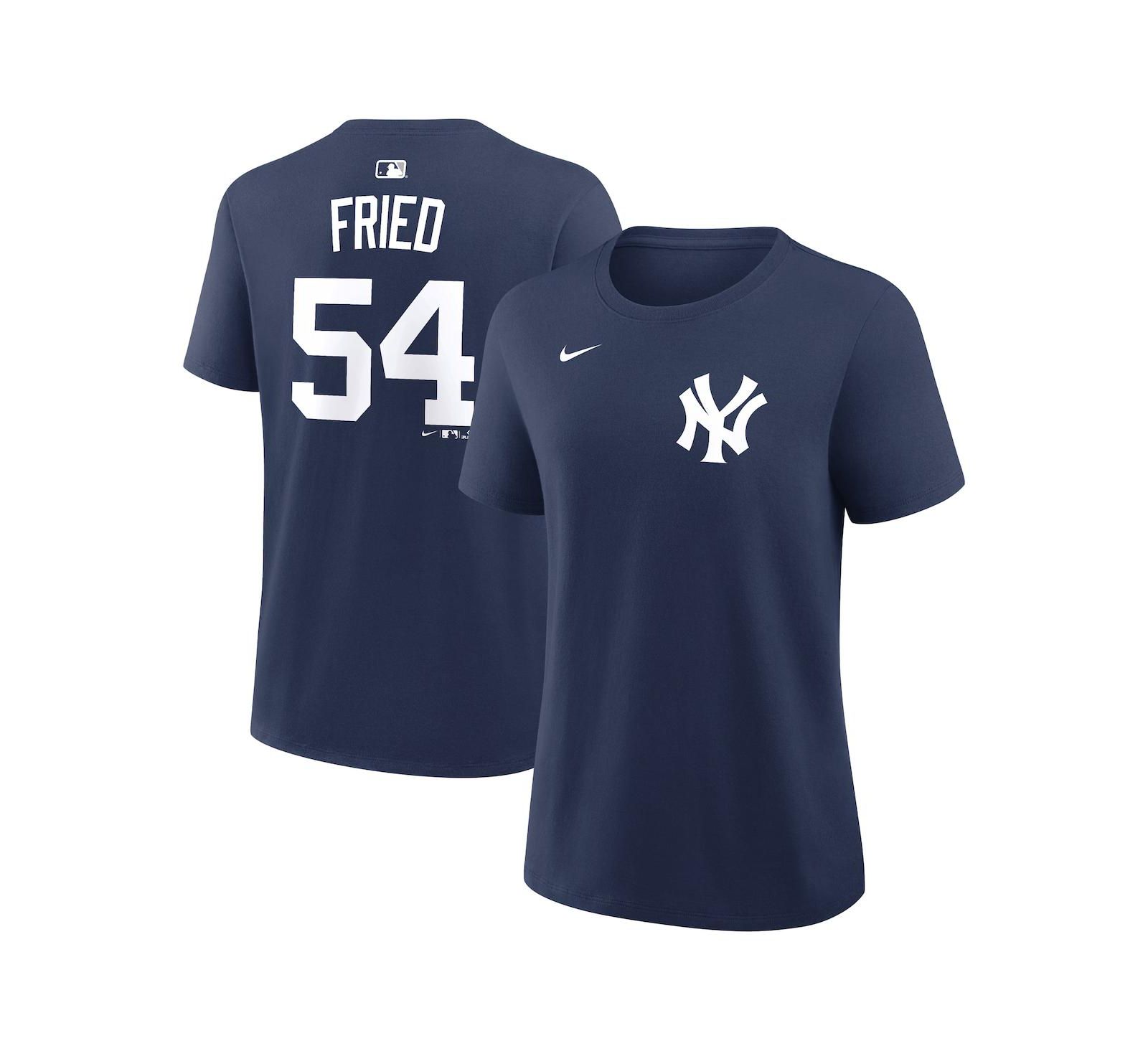 Nike Women's Max Fried Navy New York Yankees Name & Number T-Shirt