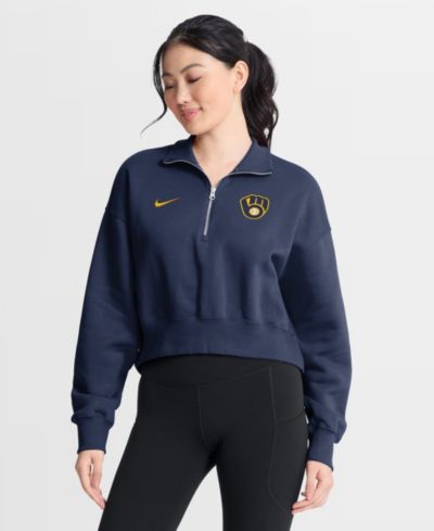 Женская свитшот Nike Milwaukee Brewers Primetime Phoenix Fleece Half-Zip Navy