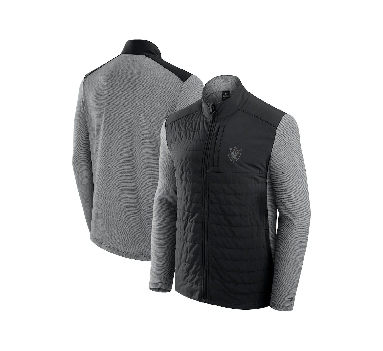 Мужская и женская куртка Fanatics Black/Heather Gray Las Vegas Raiders Front Office Tonal Full-Zip