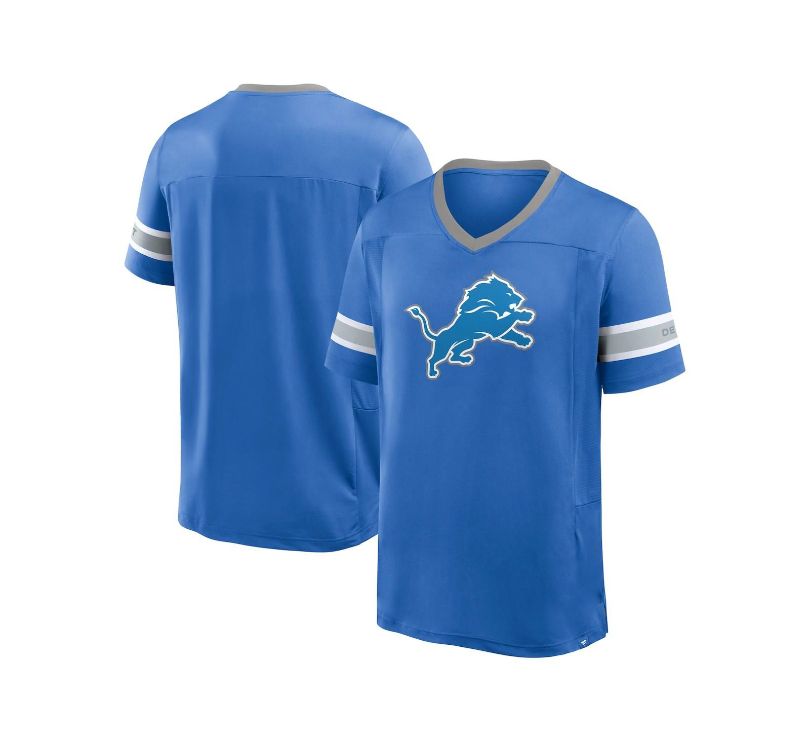 Fanatics Men's Blue Detroit Lions Hometown Premium Hashmark V-Neck T-Shirt