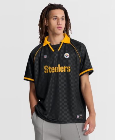 Мужская рубашка-поло Fanatics Pittsburgh Steelers Homerun Raglan V-Neck, черная/золотая