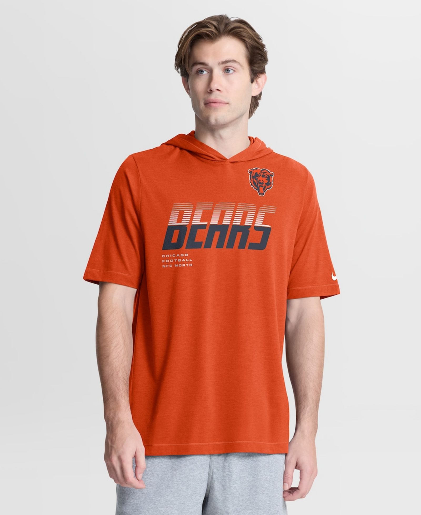 Мужская футболка Nike Chicago Bears Tri-Blend с капюшоном оранжевого цвета