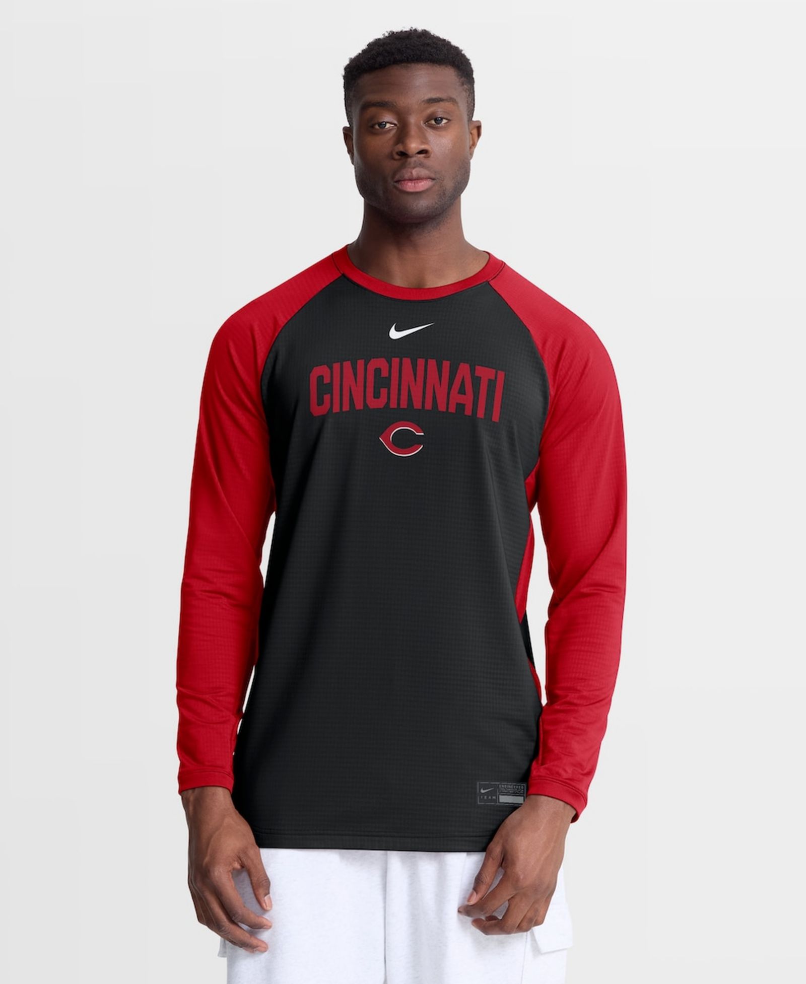 Nike Мужская черная свитшот-раглан Authentic Collection Cincinnati Reds