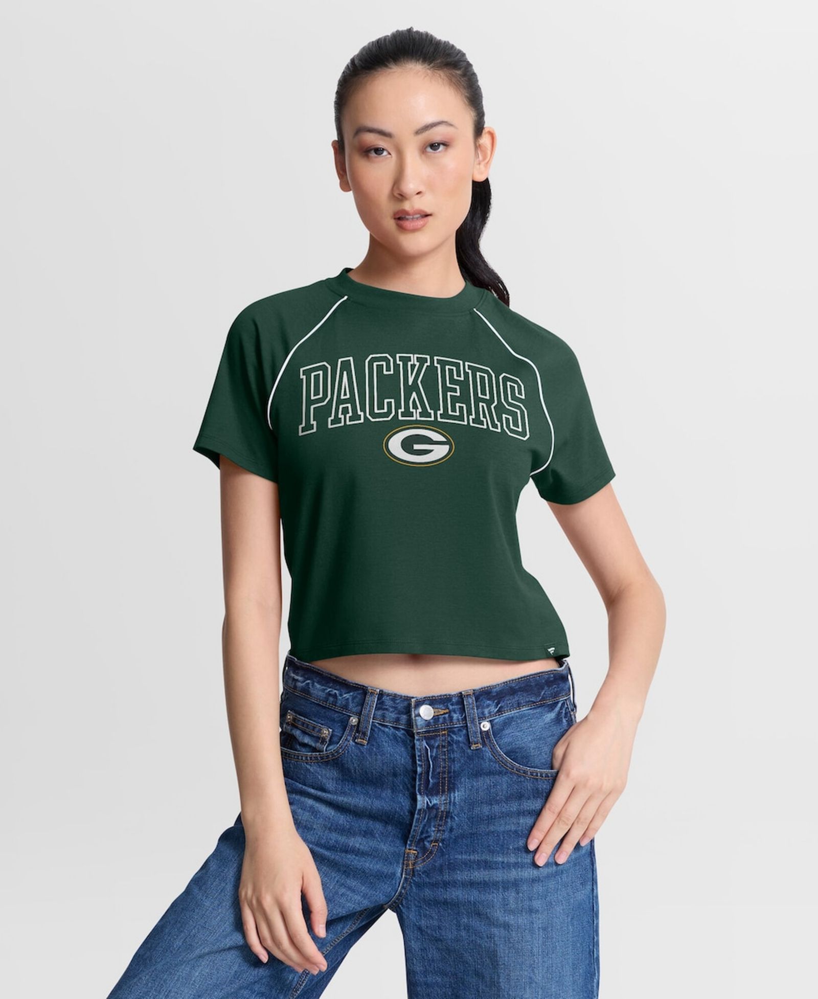 Женский кроп-топ Fanatics Green Bay Packers Offensive Scheme Raglan Tri-Blend Green