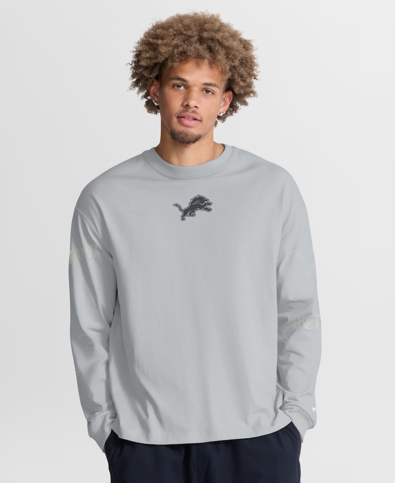 Мужская футболка Fanatics Detroit Lions Oversized Type Play Long Sleeve Gray