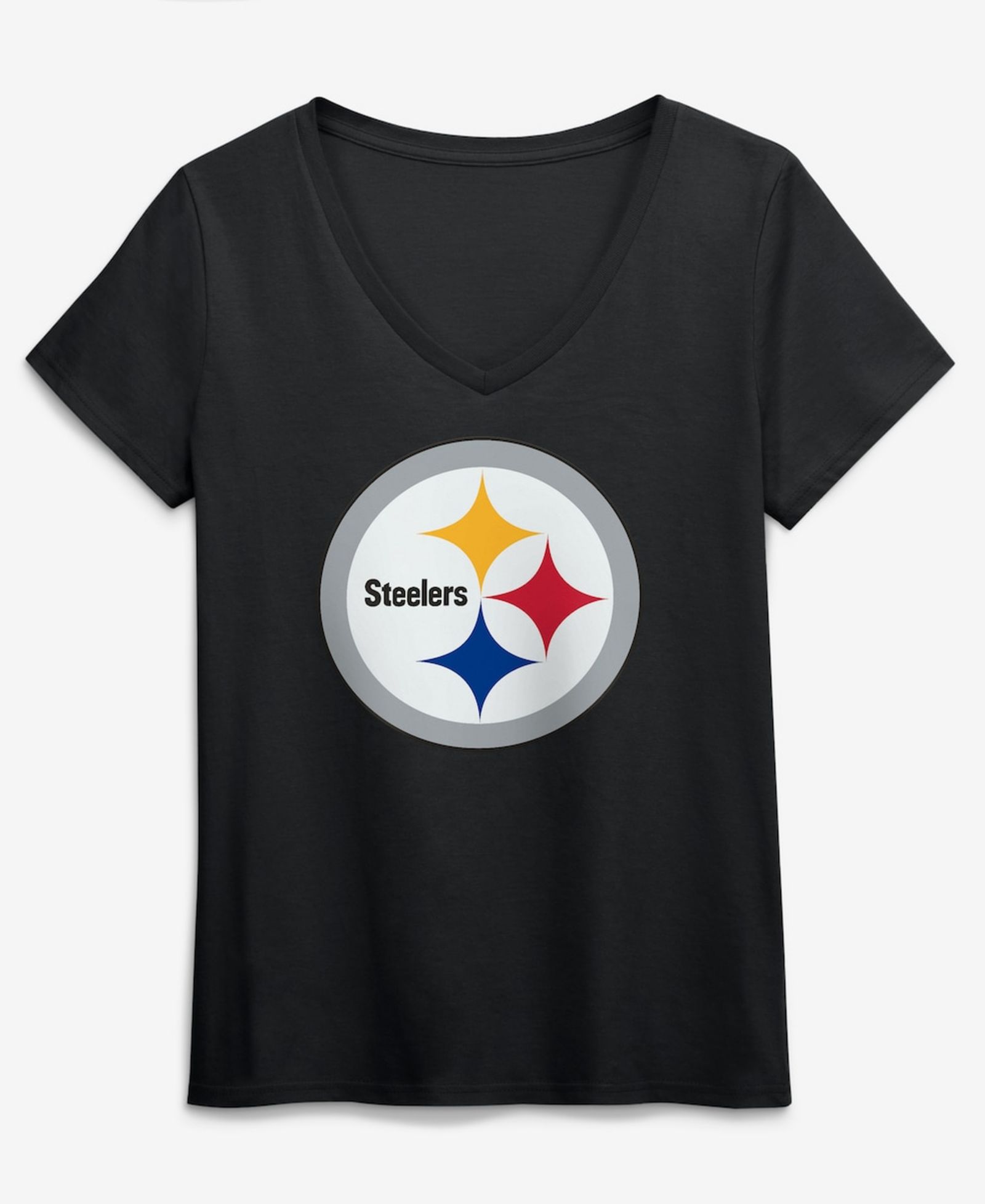 Женская черная футболка Logo Athletic Pittsburgh Steelers с V-образным вырезом