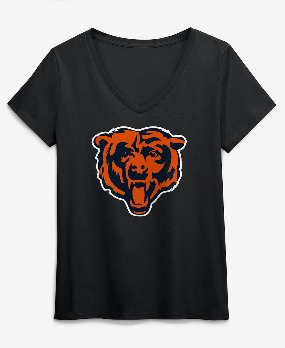 Logo Athletic Women's Black Chicago Bears Primary Logo V-Neck T-Shirt