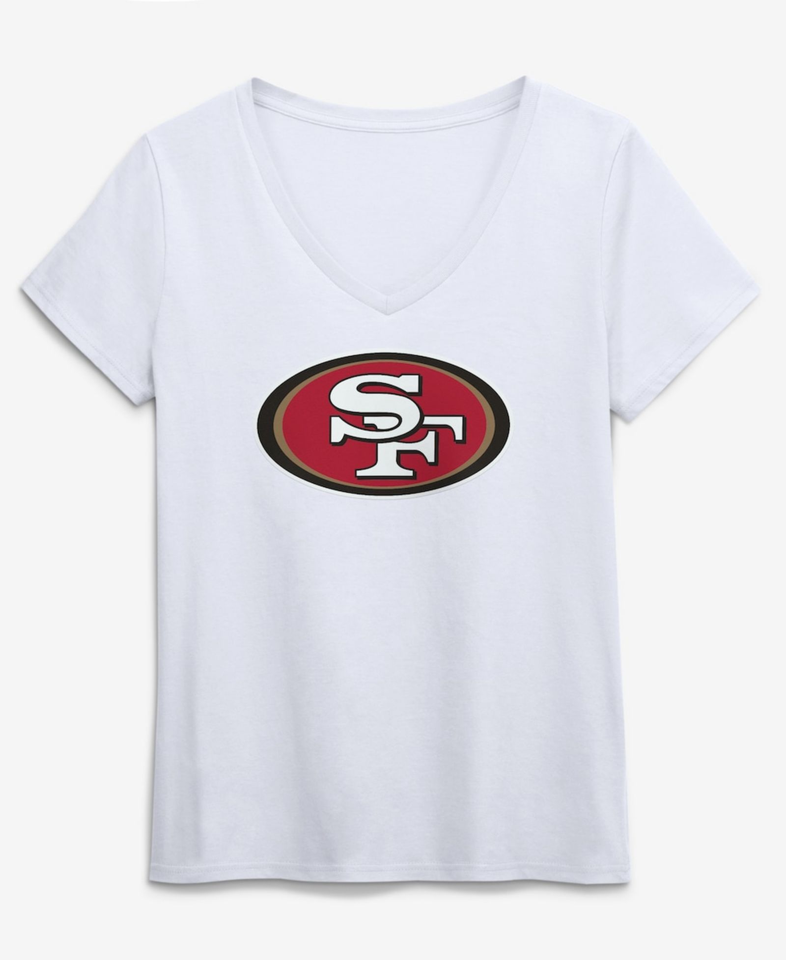 Женская футболка Logo Athletic San Francisco 49ers White V-Neck