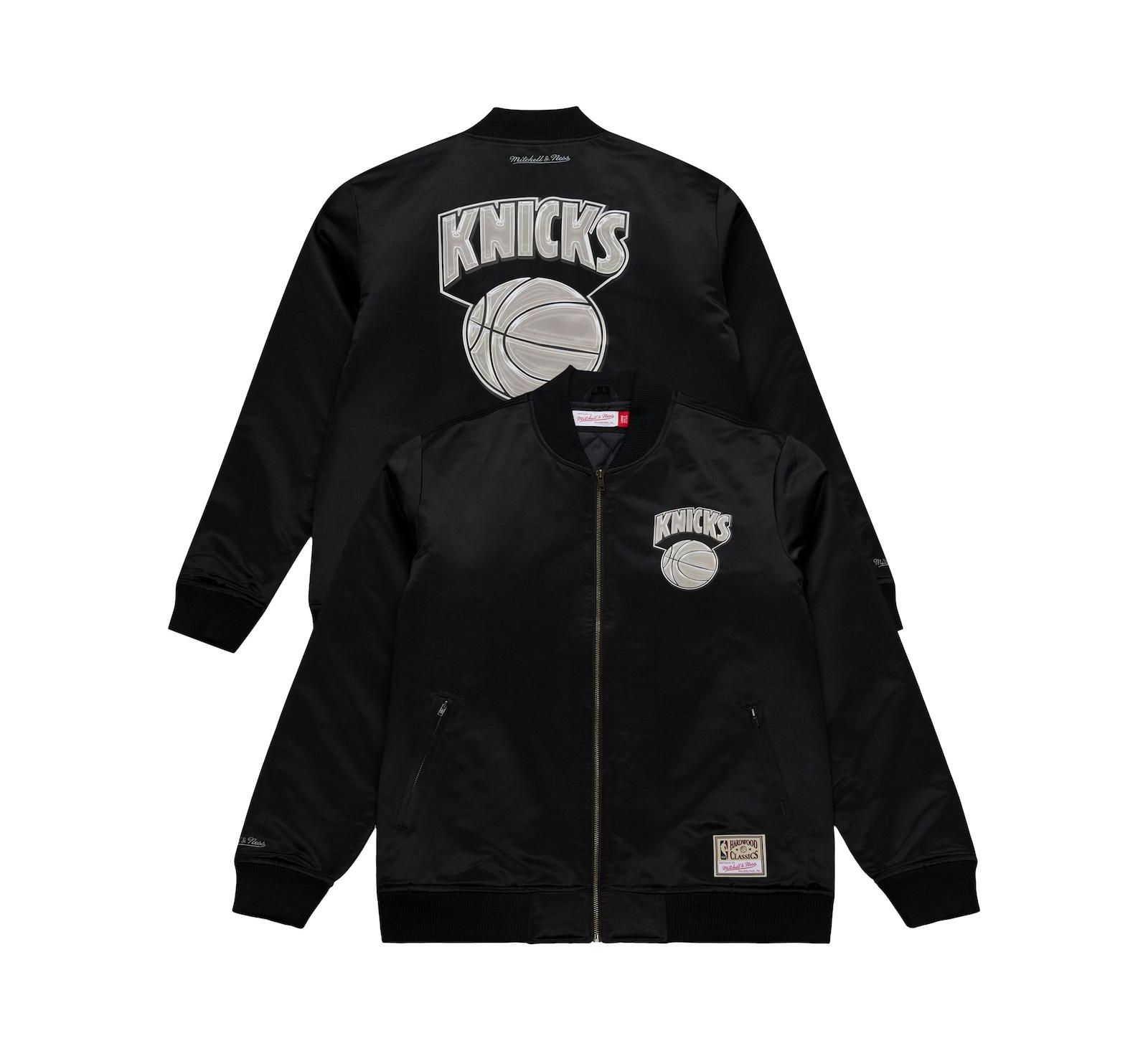 Mitchell & Ness мужская куртка-бомбер New York Knicks Chrome Satin с полноразмерной молнией, черная