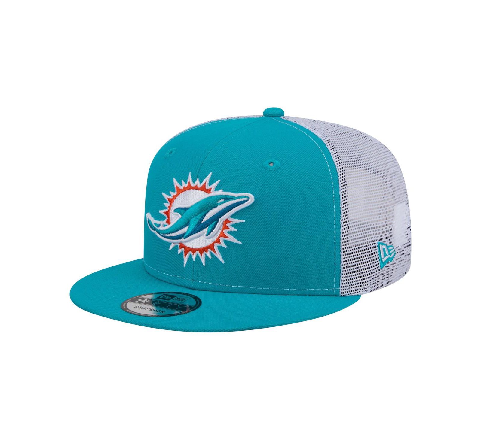 Мужская кепка New Era Aqua Miami Dolphins Core Team 9FIFTY Trucker Snapback