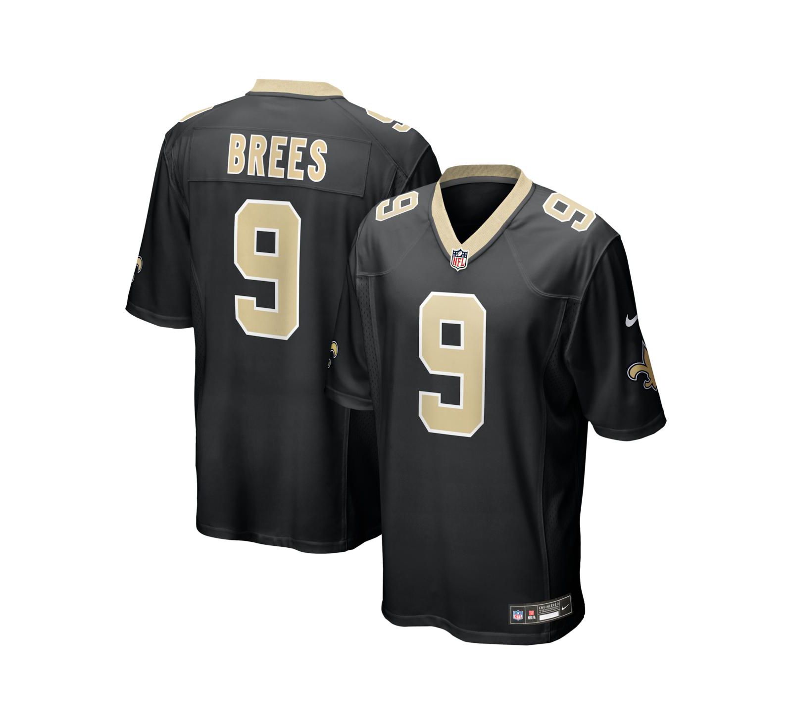 Мужская джерси Nike Drew Brees Black New Orleans Saints Team Game