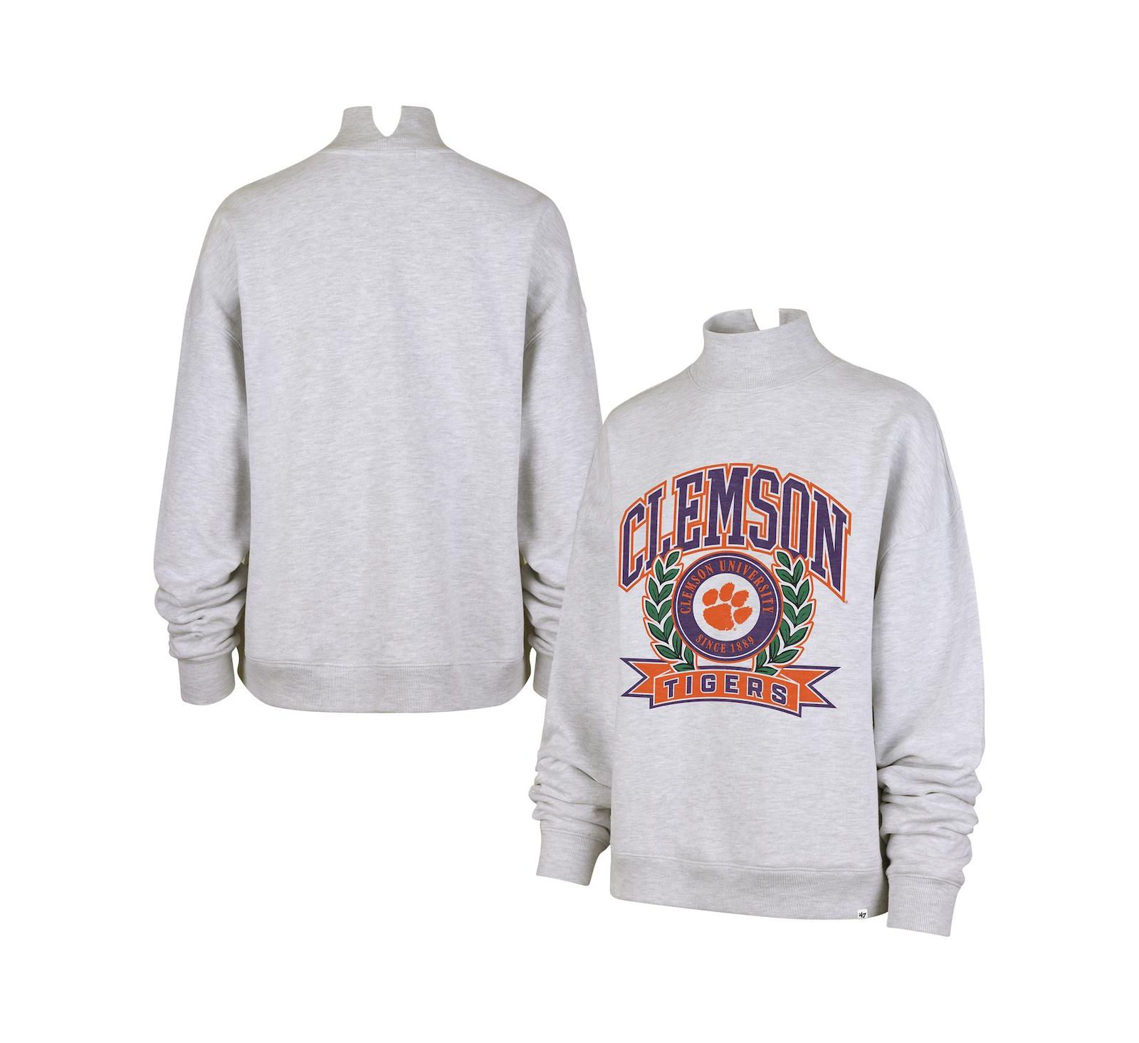 Женский свитшот '47 Brand Gray Clemson Tigers Laurel Arch Mock Neck