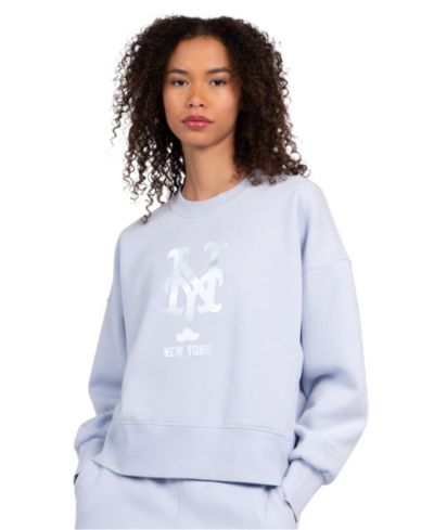 Starter Women's Light Blue New York Mets Pastels Boxy Fleece Sweatshirt