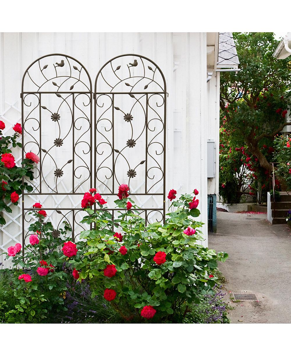 Clihome Metal Garden Trellis 86.7" x 19.7" Rustproof Trellis for Climbing Plants Outdoor Flower Support